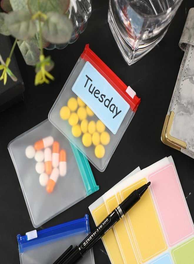 MARFOREVER 39 Pcs Pill Pouch Bags Set - Pill Bags Travel Pill Organizer Reusable Medicine Organizer Pills Storage Pouches Self Sealing 28 Pcs Plastic Medicine Bags 10 Sheets Labels and 1 Pc Marker - Image 3